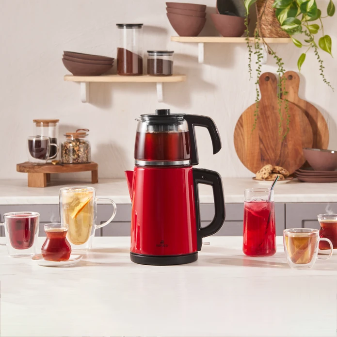 KRC TEA GLASS ÇELIK ÇAY MK KIRMIZI